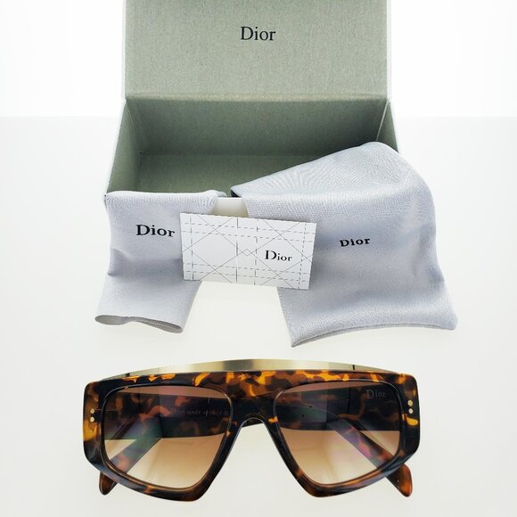 Christian Dior Women's Brown Tortoise Shell Sunglasses with Gold Trim - Picture 1 of 5